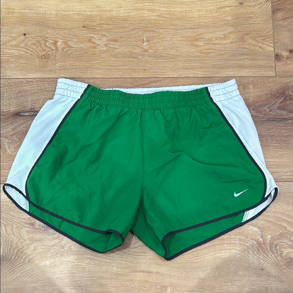 Nike Green and White Athletic Shorts Lightweight Design
